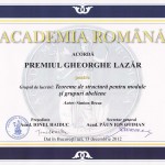 Premiul Gheorghe Lazar al Academiei Romane pentru conf. dr. Simion Breaz