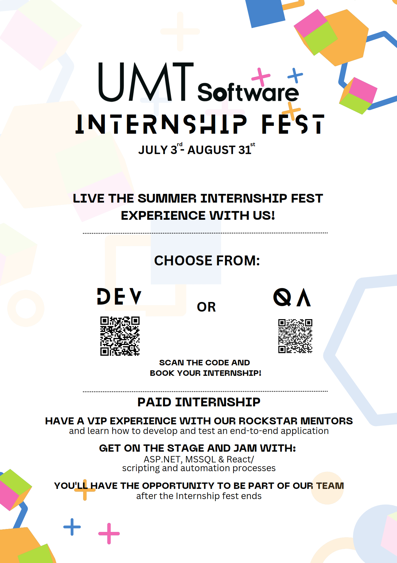 UMT Software Summer Internship Facultatea de Matematică și Informatică