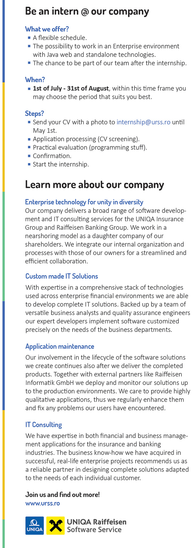 UNIQA Raiffeisen Software Service 2015 Internship