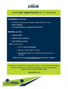 Ullink job for students