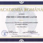 Premiul Gheorghe Lazar al Academiei Romane pentru conf. dr. Simion Breaz