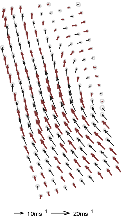Posterior wind-fields and uncertainties - high number of BVs